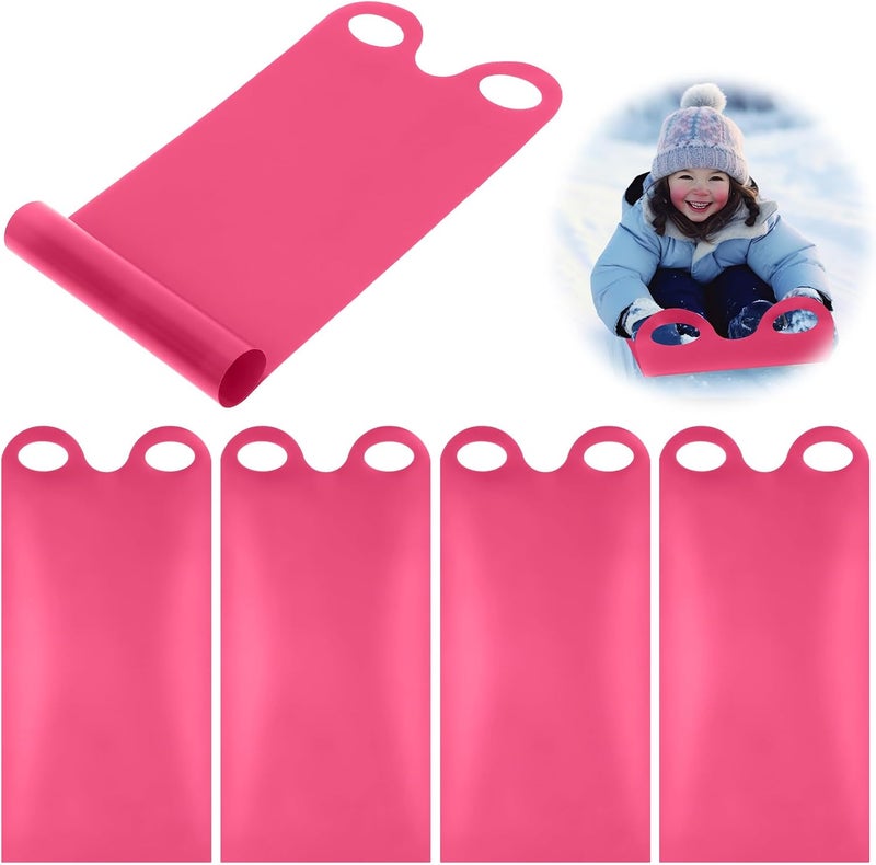 Poen 4 قطع زلاجات ثلجية للأطفال والبالغين، زلاجات قابلة لللف بطول 36.2 بوصة، زلاجات بلاستيكية مع 2 مقبض، معدات خفيفة الوزن وعالية السرعة - Image 1